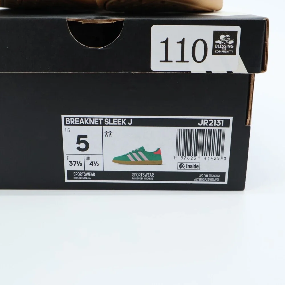 Adidas Breaknet Sleek J Kids US 5 Green Pink Gum Sole NWT EUR 37 1/3
